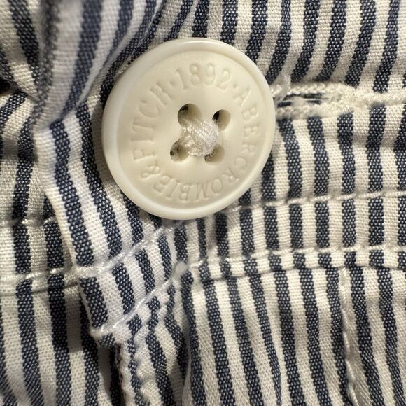 Vintage Y2K Abercrombie & Fitch Blue Wht Stripe Bermuda Shorts Womens 2 Nautical - Picture 11 of 16